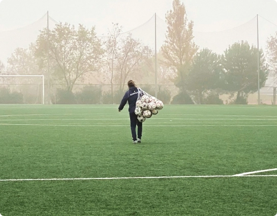 Coach with football equipment